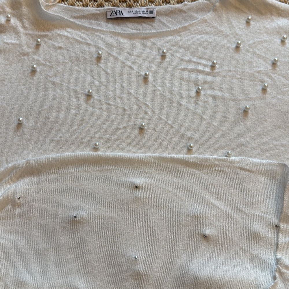 Zara Soft Touch Sweater With Faux Pearls - Picture 8 of 8